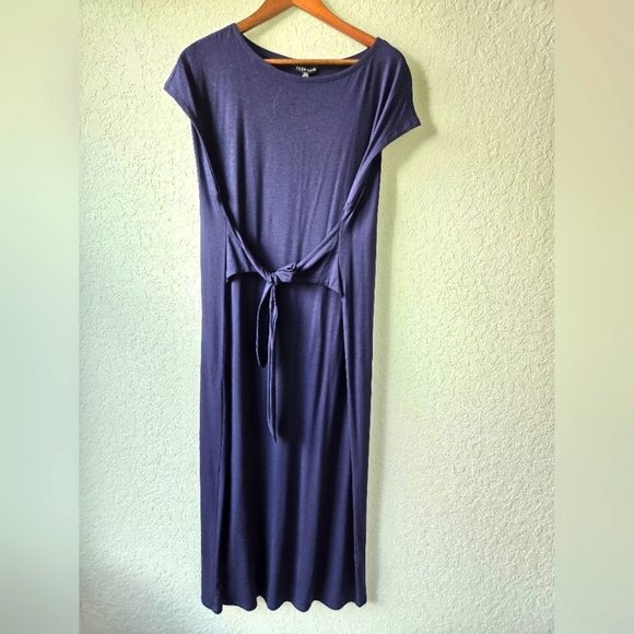 Eileen Fisher Large Blue Purple Maxi Tie Front / Back Dress New with tags - Picture 1 of 12